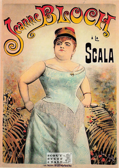 French Postcard of 1900's ad for Actress Jeanne Bloch in La Scala, Nugeron #N2