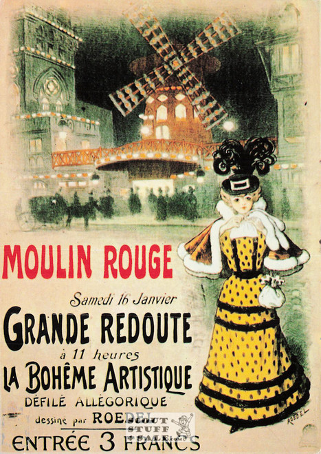 French Postcard of 1900's ad for The Moulin Rouge, Editions Nugeron #N13