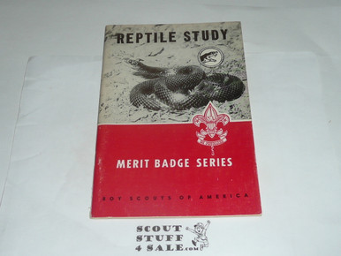 Reptile Study Merit Badge Pamphlet, Type 6, Picture Top Red Bottom