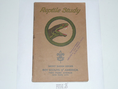 Reptile Study Merit Badge Pamphlet, Type 3, Tan Cover, 1928 Printing