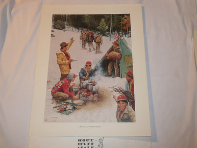 Joseph Csatari, A Winter Camping Scene, 11x14 On Heavy Cardstock
