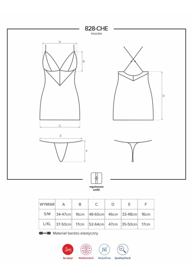 828-CHE-1 chemise & thong S/M