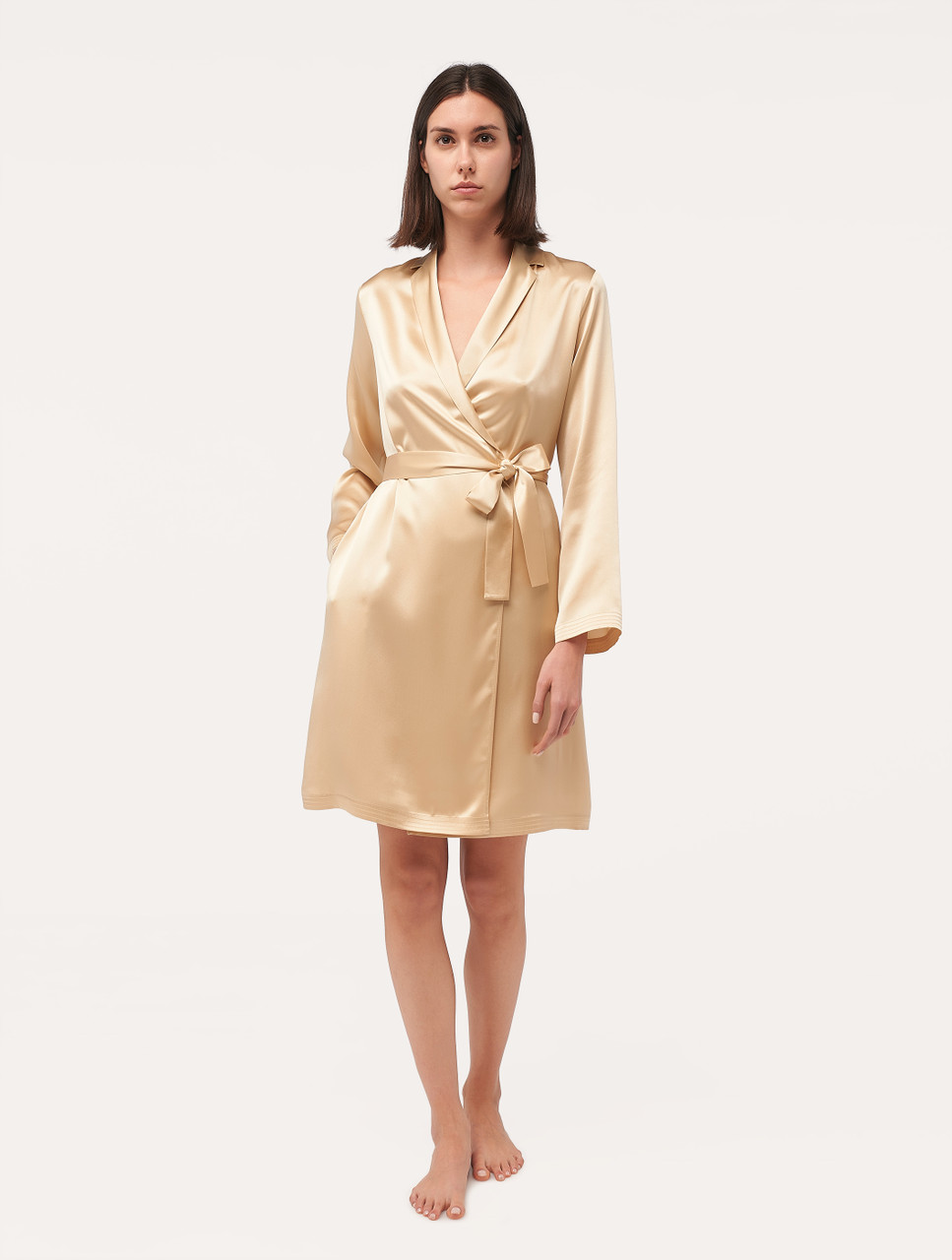 beige silk robe