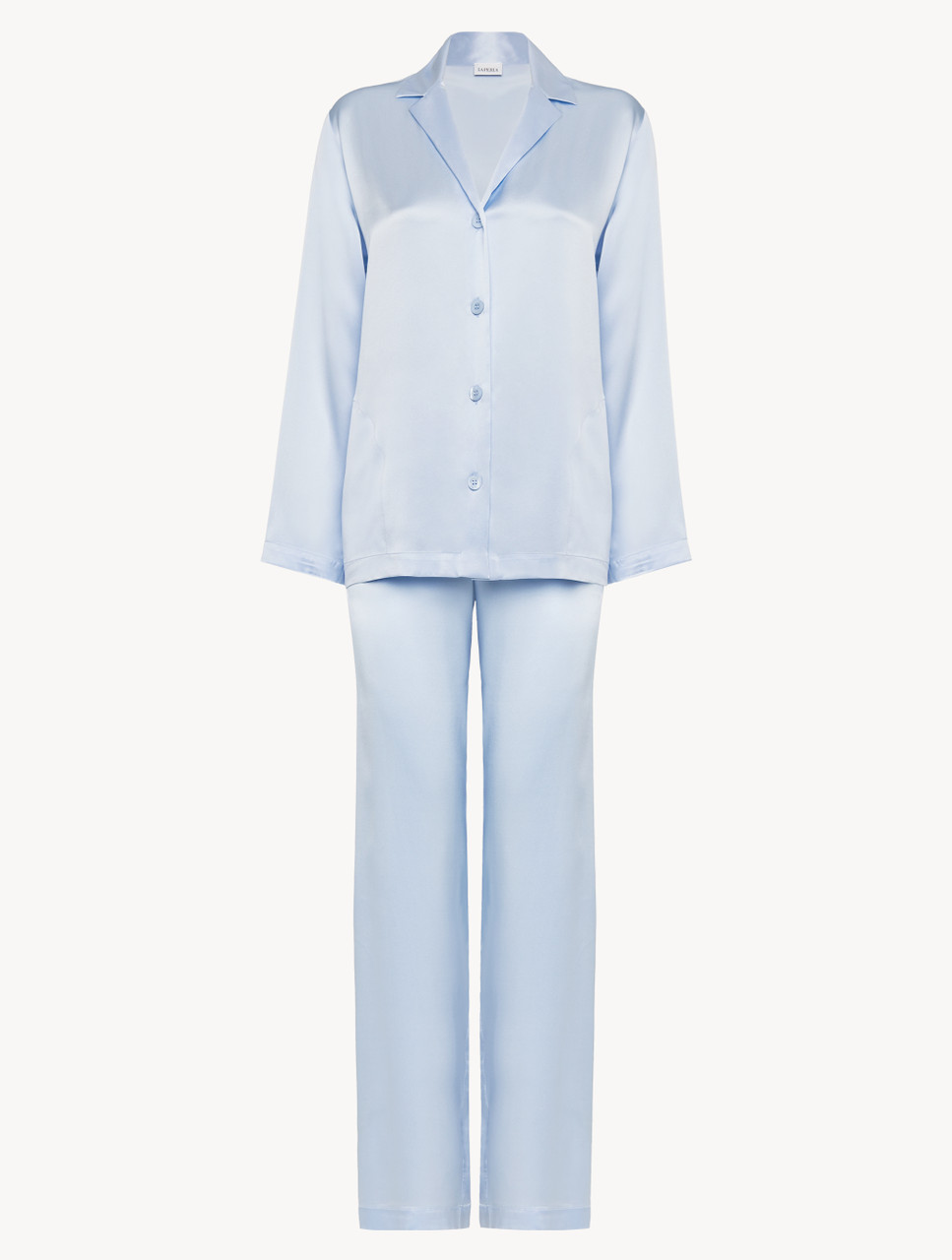 Light blue silk pyjamas deals