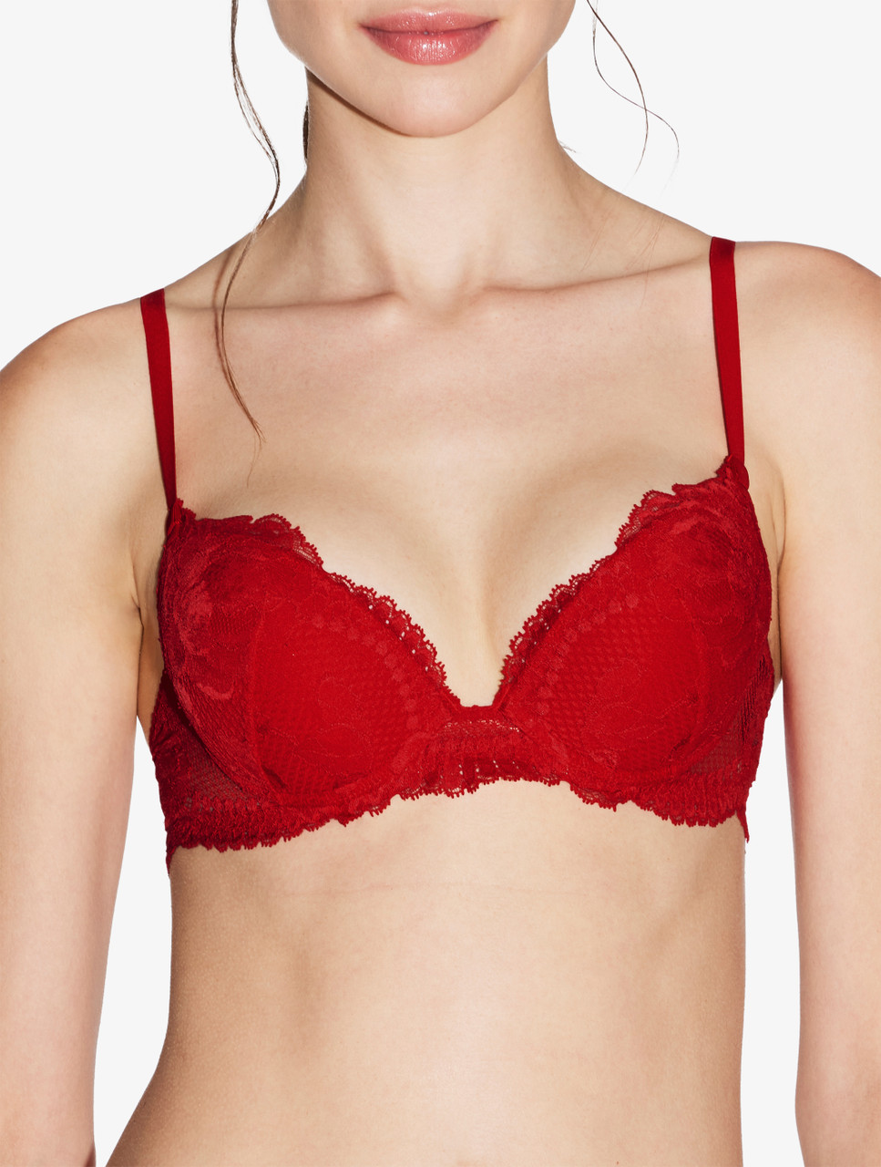 MAMIA Intimates Red Bow Accented U-Back Full Coverage Bra 34C