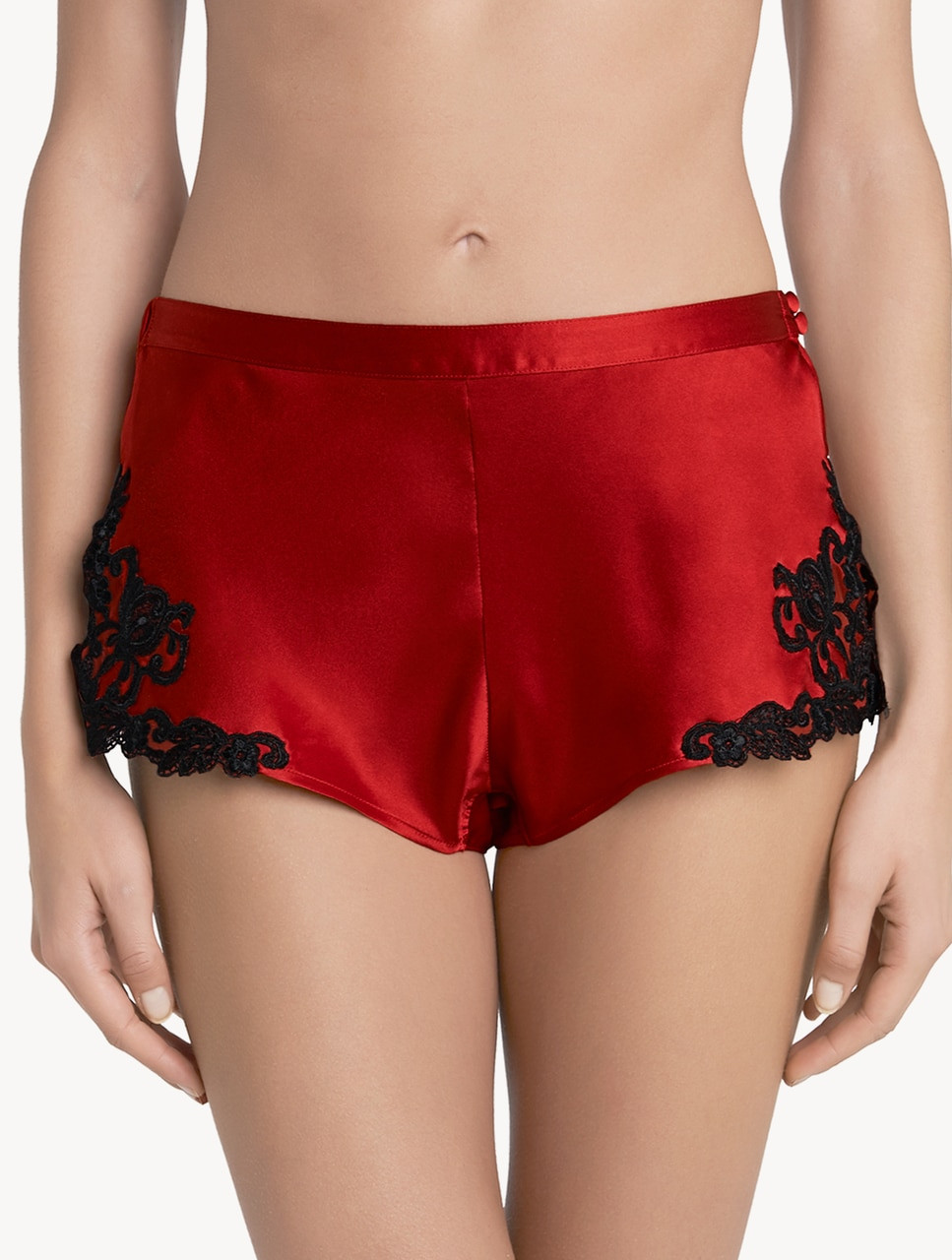 Luxury Silk Medium Knickers in Red with Frastaglio