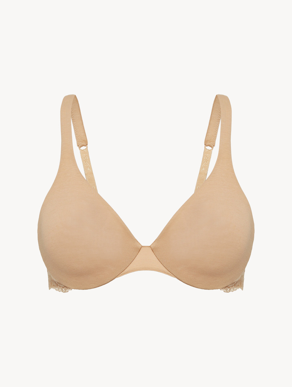 Nude lace and cotton underwired bra