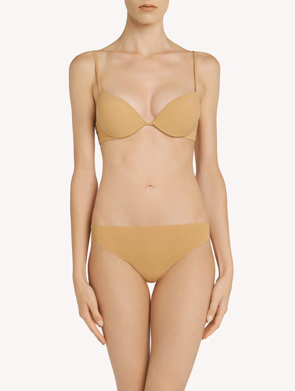 Hazel-coloured underwired padded push-up bra - ONLINE EXCLUSIVE