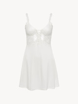 Slip Dress in off-white modal with embroidered tulle_0