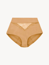 Nude Lycra control fit high-waist briefs with Chantilly lace - ONLINE EXCLUSIVE_0