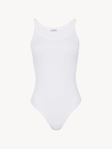 Bodysuit in white stretch cotton_0