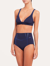 High-waisted bikini briefs in navy with metallic embroidery_1