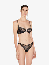 Black underwired balconette bra with Leavers lace trim_1