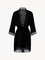 Short silk Robe with Leavers Lace_0