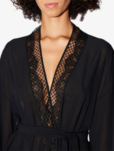 Short silk Robe with Leavers Lace_4