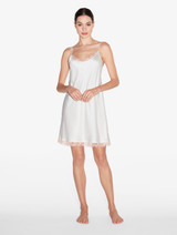 Silk Slip with Leavers lace in White_1