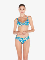 Blue Printed Bikini Brief with draped waist_1