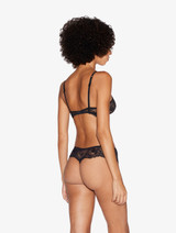 Black stretch Leavers lace thong_2