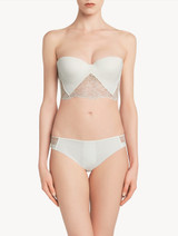 White Lycra strapless brassiere with Chantilly lace - ONLINE EXCLUSIVE_3