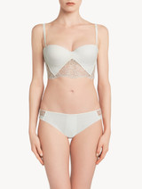 White Lycra strapless brassiere with Chantilly lace - ONLINE EXCLUSIVE_1