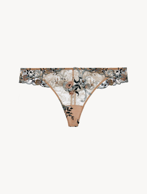 Thong in sand Leavers lace
