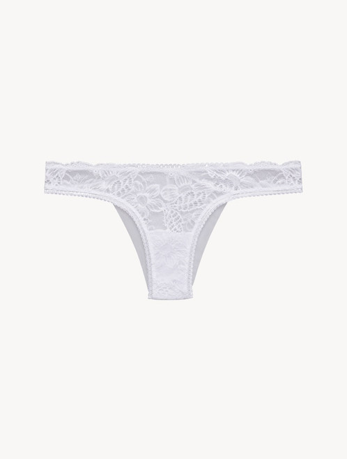 Brazilian Brief in white Lycra with Leavers lace