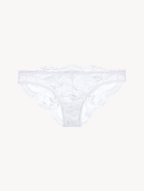 Bandeau Bra in Off White with Cotton Leavers Lace