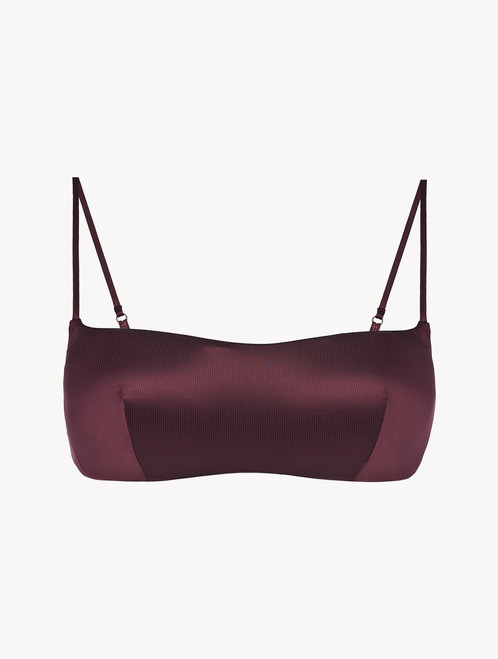 Bralette in burgundy stretch viscose and tulle