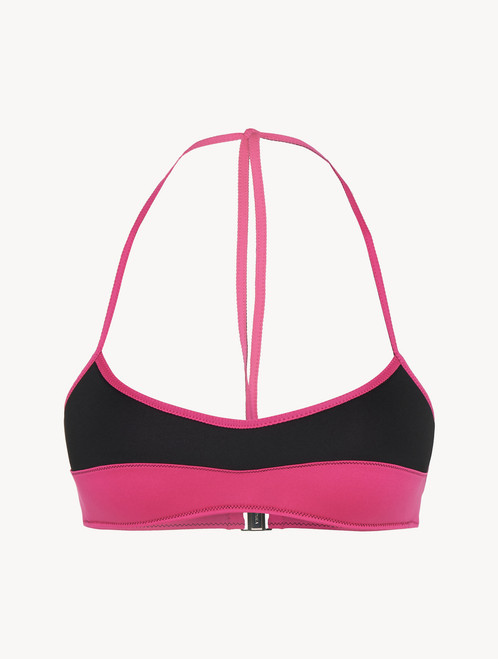 Colour-block bikini top in fuschia and black - ONLINE EXCLUSIVE_0