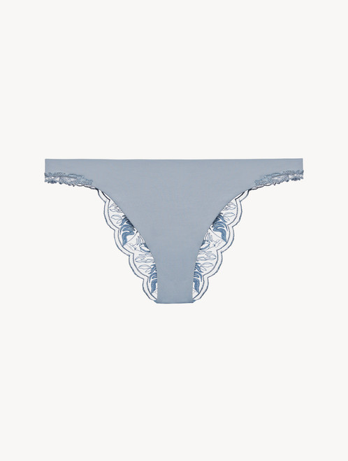 Brazilian Brief in light blue embroidered tulle