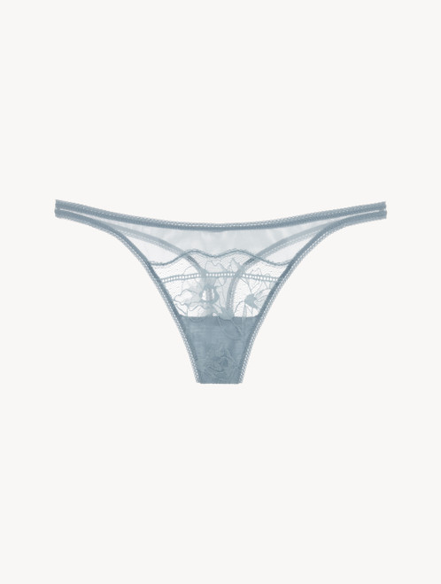 Thong brief in light blue stretch tulle