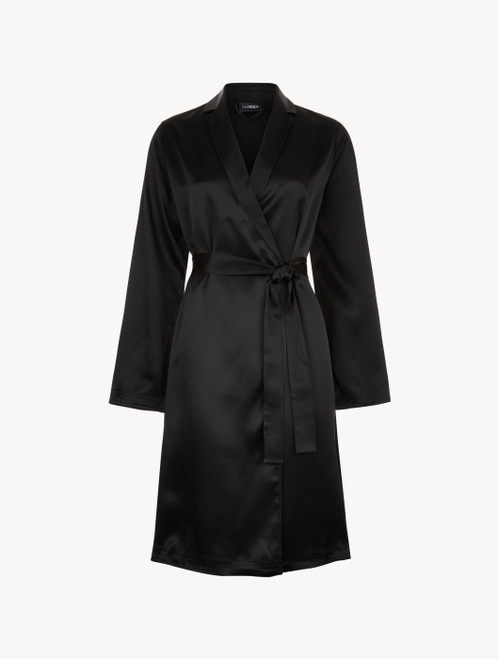 Black silk short robe_1