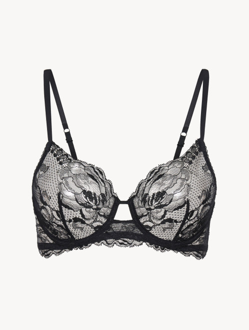 Black underwired bra with Leavers lace_3