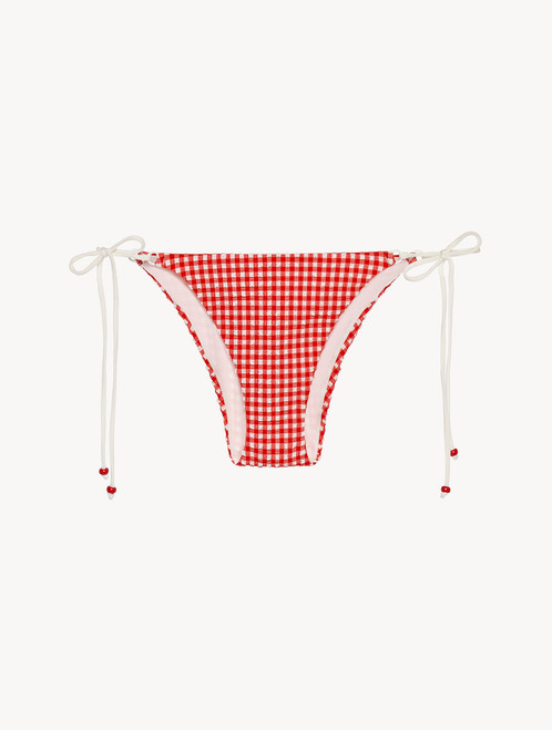 Bikini top in red gingham seersucker
