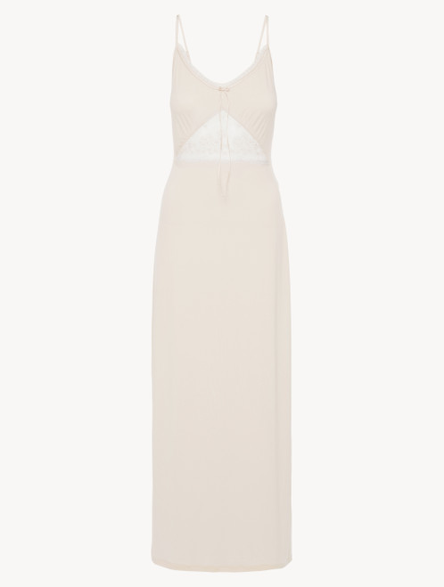 Long nightgown in off-white rayon_4