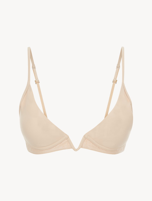 Latte-coloured non-wired padded triangle V-bra - ONLINE EXCLUSIVE_2