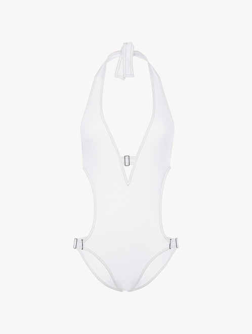 Cut-out Swimsuit in White_0