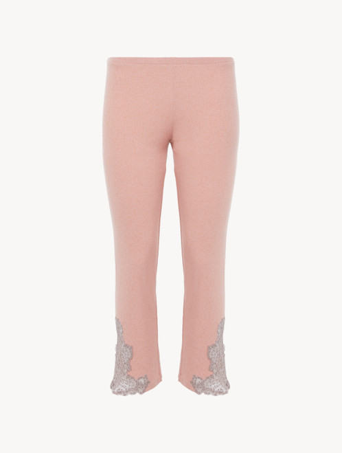 Cashmere Blend Ribbed Trousers in Blush Clay with Frastaglio_8