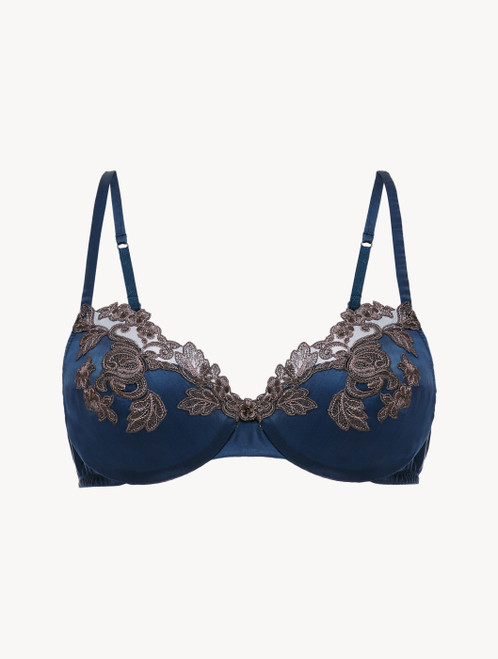 Black silk Push-up Bra with ivory frastaglio - La Perla - Asia