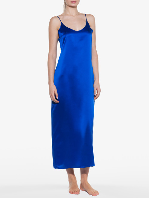 Silk long slip in electric blue_2