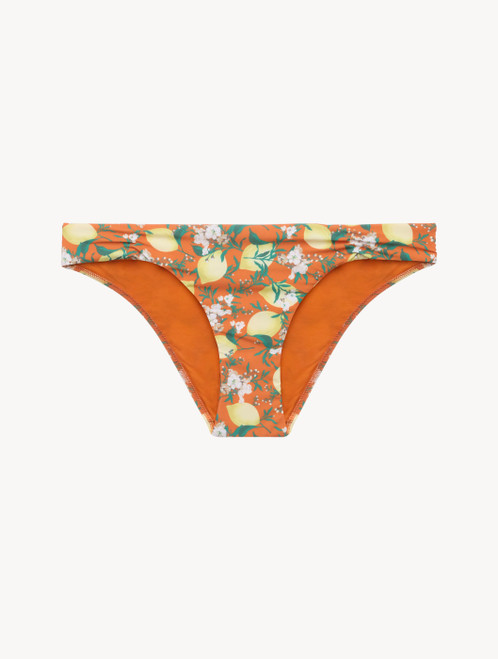 Orange Printed Bikini Brief with pleat detailing_7