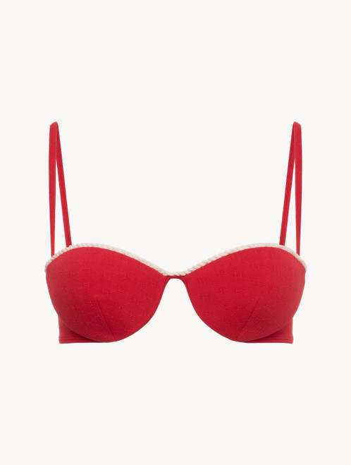 Monogram Bandeau Bikini Top in red_0