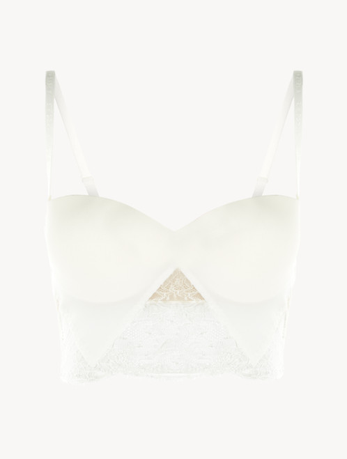 White Lycra strapless brassiere with Chantilly lace - ONLINE EXCLUSIVE_7
