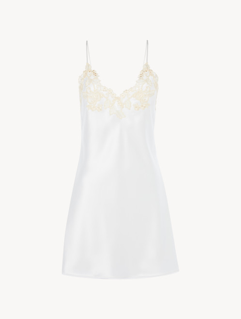 White silk slip dress with frastaglio_0