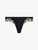 Black silk satin thong with ivory_0