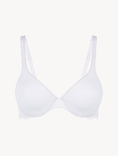 White silk Push-up Bra with frastaglio