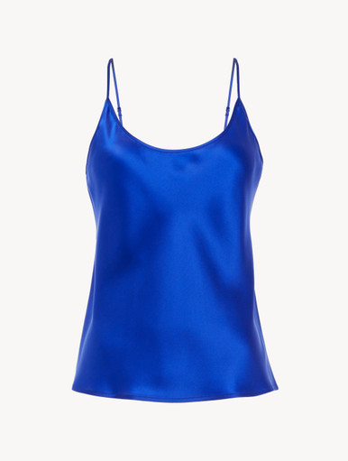 Silk camisole top in electric blue