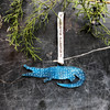 Blue metal alligator ornament