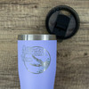 Violet traveling mug with lid. Violet traveling mug with lid.