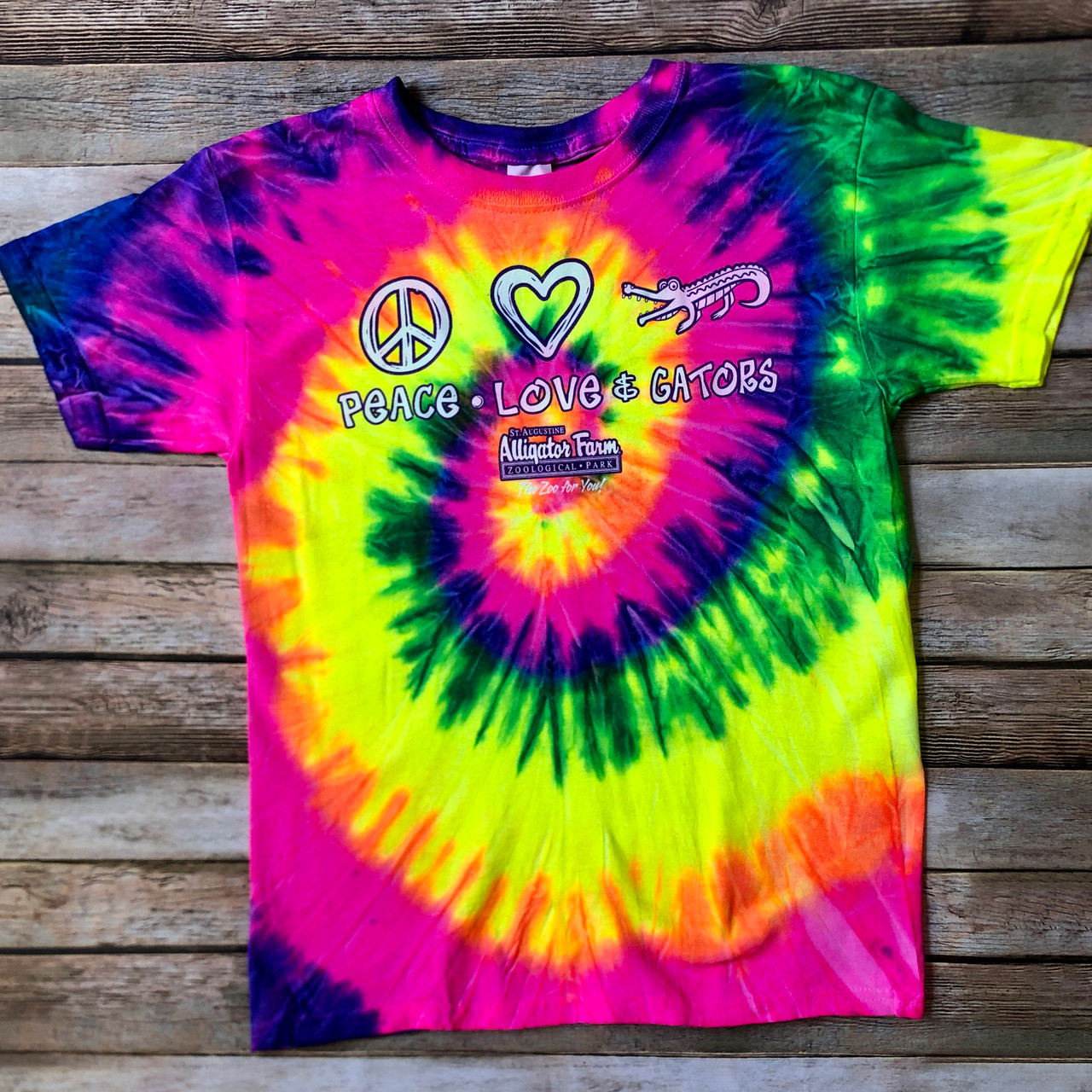 Peace, Love, & Gators Tye-Dye Kids Shirt
